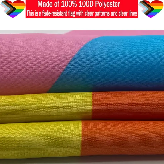 Progress Pride Rainbow Flag 3x5 Outdoor-LGBTQ Gay Lesbian Bisexual Non Binary Transgender All Inlcusive Progressive Pride Rainbow Flag Vivid Color 100D Heavy Duty Polyester Flags with 2 Brass Grommets {5}