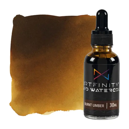 Artfinity Liquid Watercolor Paint 30 ml Bottle, Burnt Umber - Vibrant Dye-Based Liquid Watercolor w/ Glass Pipette, Fast-Drying, Fine Art Paint for Calligraphy, Airbrushing & Traditional Art {1}