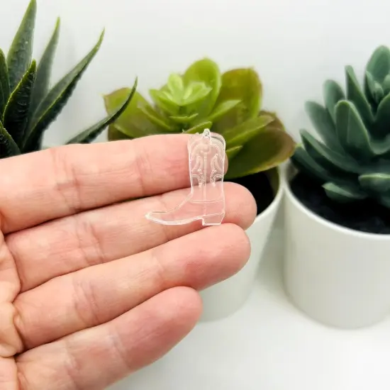 1, 4, or 20 Pieces: Clear Acrylic Cowboy Boot Charms {4}