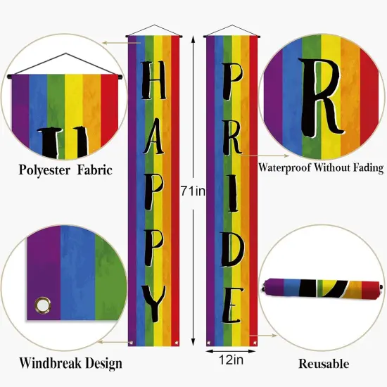 Gay Pride Decoration Outdoor Happy Pride Porch Banner LGBT Pride Day Pride Month Pride Prom Rainbow Party Decoration and Supplies {3}