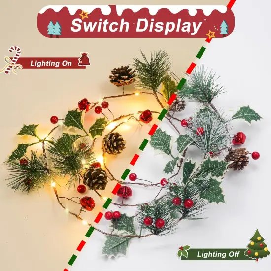 6FT Christmas Garland Pine Cones String Lights {2}