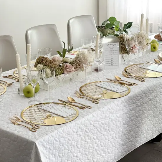 Lucite & Gold Laser Cut Honeycomb Design Charger {4}