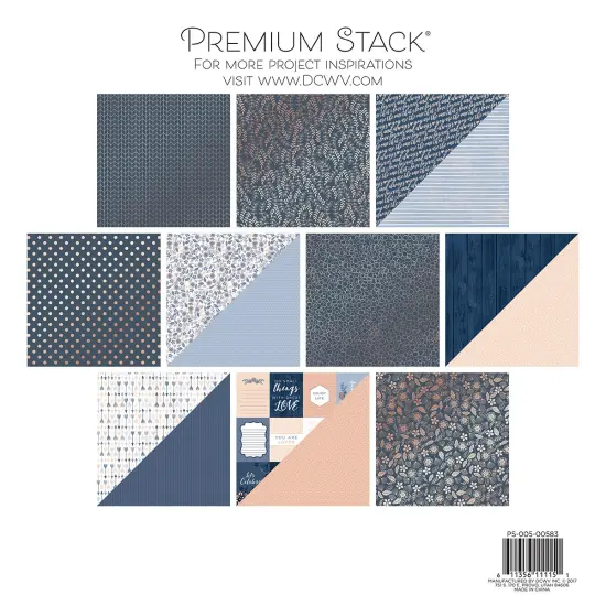 DCWV Double-Sided Cardstock Stack 12"X12" 20/Pkg-Indigo Kraft & Rose Gold, 10 Des/2 Each {3}