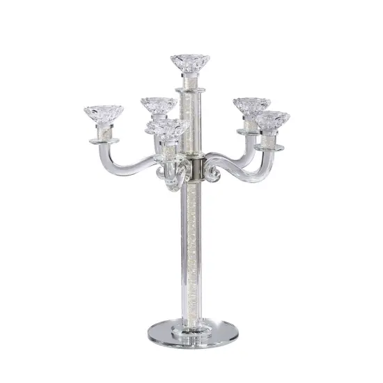 Crystal Candelabra with Mirrored Base 6 Arms Clear {3}