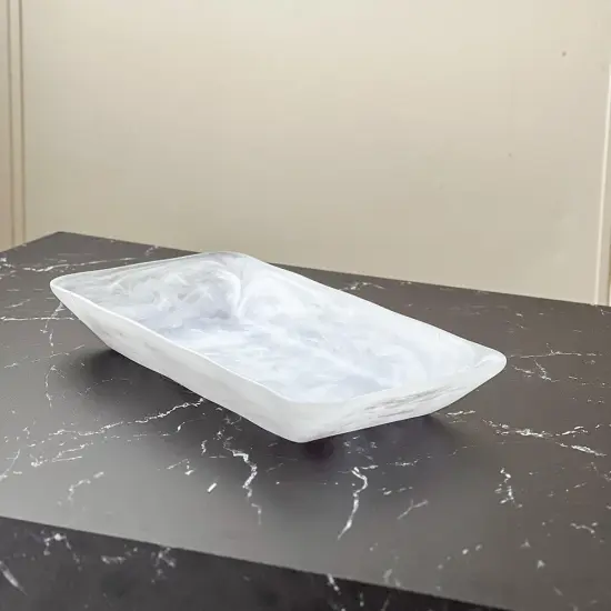 Resin White Swirl Tray {3}