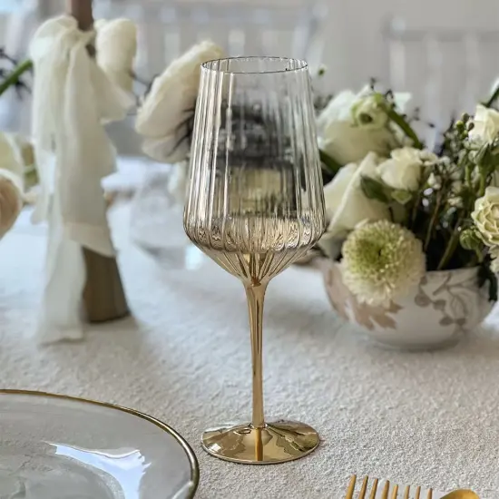 Gold Stained Stem Glasses 6pk {2}