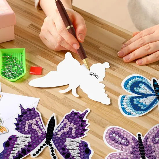 12 Pack Butterfly Diamond Painting Greeting Card Kits Spring Diamond Art Cards with Envelopes Flower Butterflies Shaped 5D Rhinestones Painting Kit for Adults DIY Crafts Friend Birthday Gifts {2}