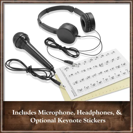 Ashthorpe 61-Key Digital Electronic Keyboard Piano for Beginners, Includes Headphones, Mic and Keynote Stickers {6}