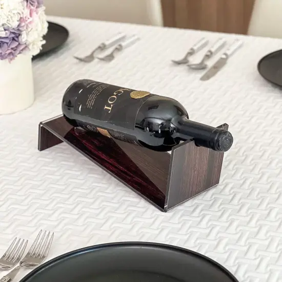 Lucite Wood Look Wine Stand By Kinor Decor {2}