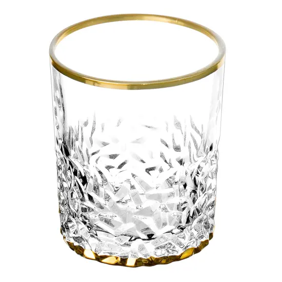 Detailed Designed Crystal Decanter with 6 Cups Set Gold {3}