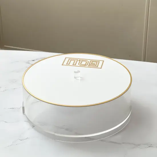 Lucite Matzah Box with Mirror Design Gold {2}
