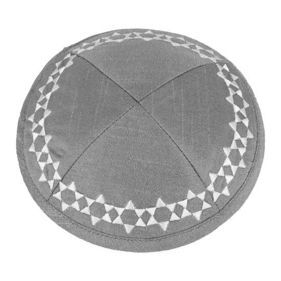 KippahGrey Embroidery Raw Silk {1}