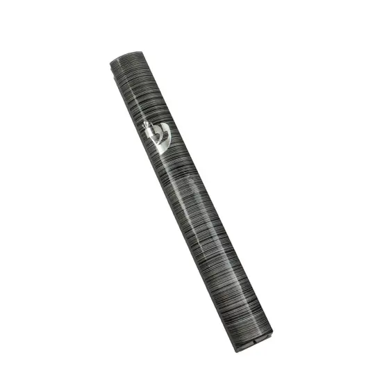 Aluminum Mezuzah Textured BLK with Silver Shin {1}