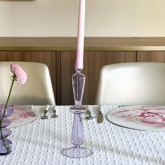 Elegant Glass Candle Holder Pink {5}