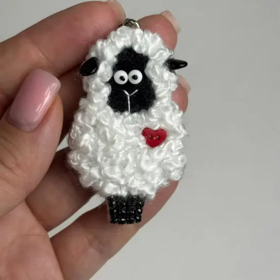 Set for making a brooch-keychain Crystal Art Sheep BP-376C {3}