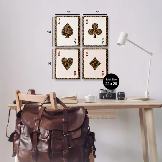 Stupell Industries Leopard Pattern Ace Cards 4pc Canvas Set By Lil' Rue {3}