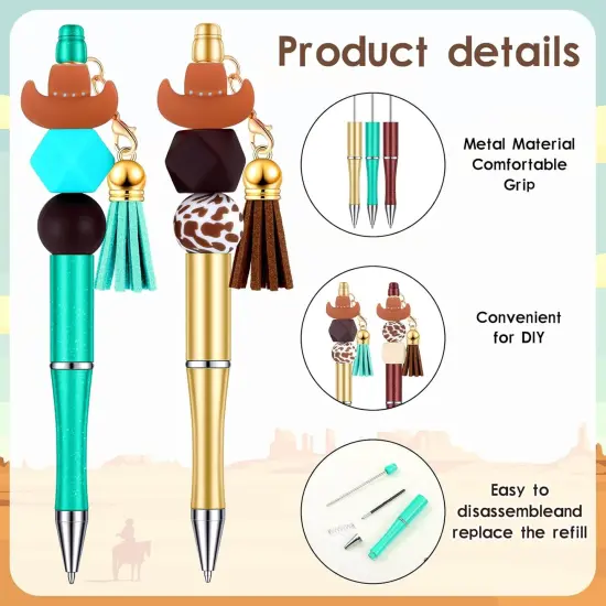 12 Pcs Plastic Beadable Pens Kits with Assorted Colors {3}