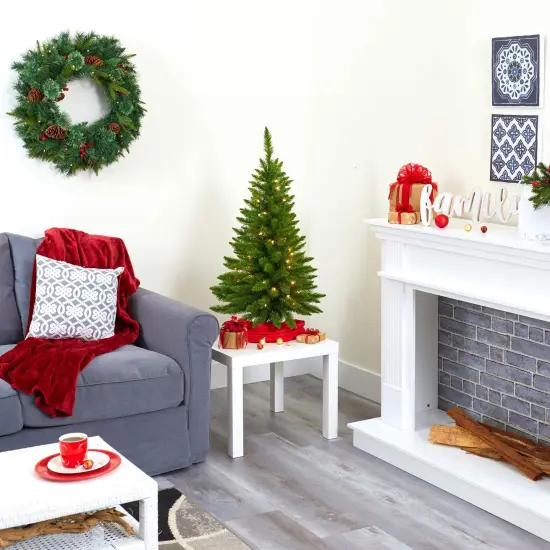 3' Prelit Tabletop Christmas Tree with Burlap Base Festive & Ready to Shine {1}