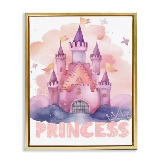 Stupell Industries Pastel Princess Castle Floating Frame By Jesse Keith {1}