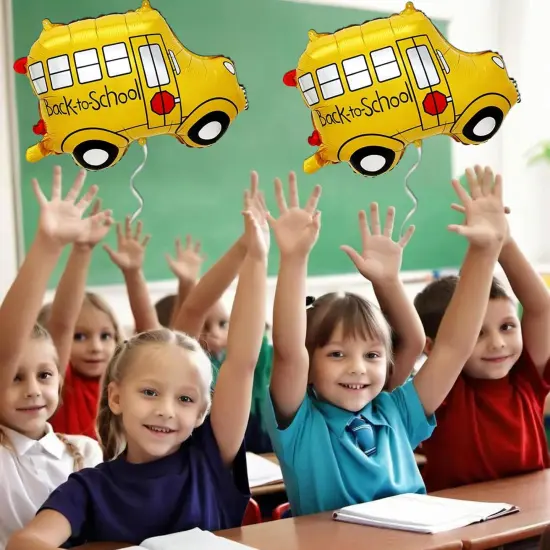 6pcs Back to School Decorations - 24.6x18.5in Bus Balloon {2}