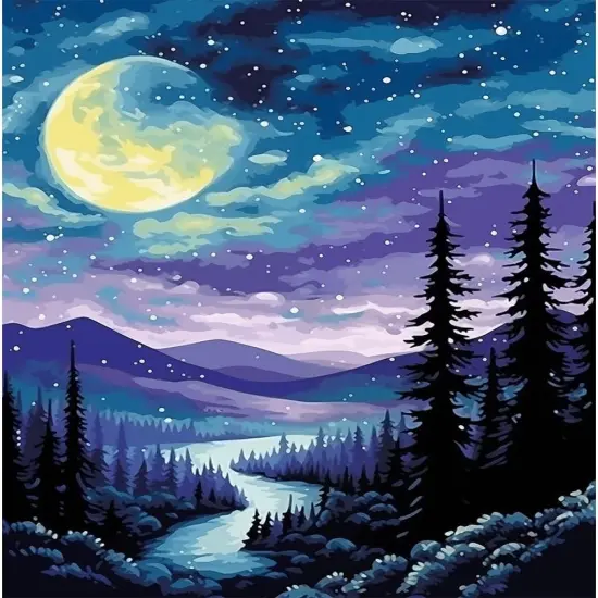 Forest Night Scene Acrylic Easy Paint by Numbers Kits,16x20 Inch {1}