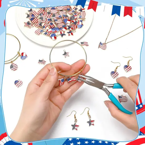 90 Pcs American Flag Charms {4}