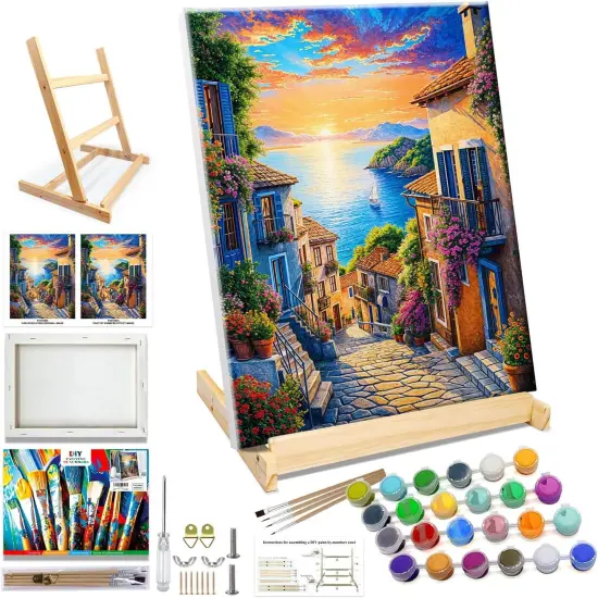 12x16 Inch Paint by Number with Easel Oil Painting Kits for Gift Home Wall Decor {1}