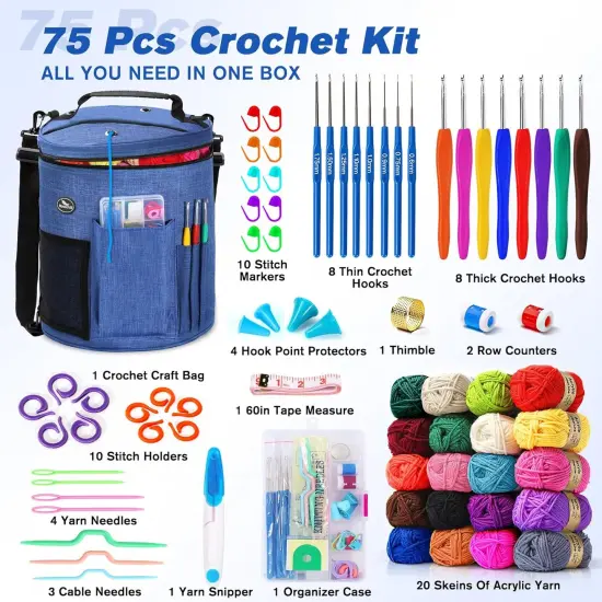 Crochet Kit - 75 Pcs Crochet Kit For Beginners {2}