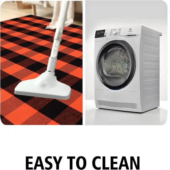 Fall Outdoor Orange and Black Plaid Rug - 28 x 43 Inches {5}