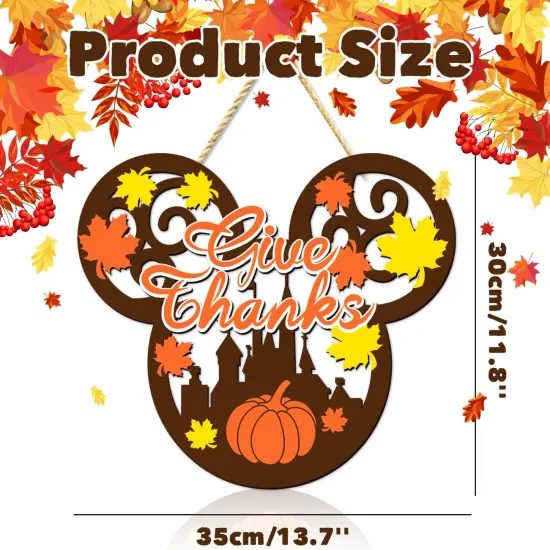 Fall Mouse Wooden Door Hanging Sign - Give Thanks {3}