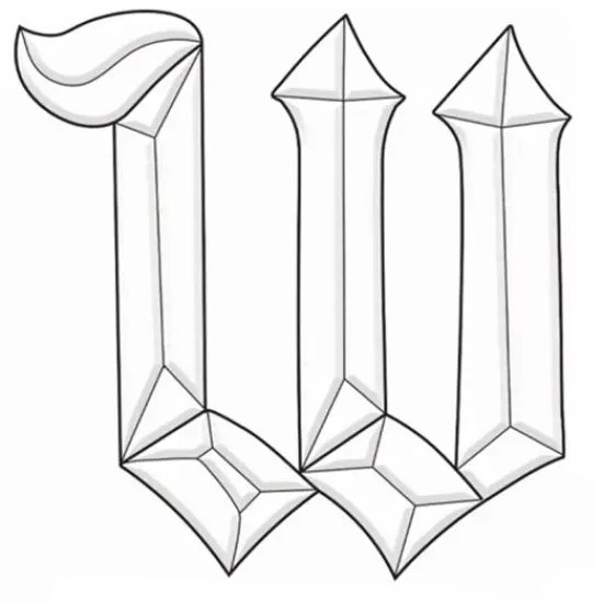 6" x 5-1/2" Exquisite Clear Glass Letter W Bevel Cluster BLW {1}