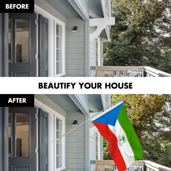 G128 Combo Pack: 6 Ft Twist Free Aluminum Spinning Flagpole (Silver) & Equatorial Guinea Flag | 3x5 Ft | LiteWeave Pro Series Printed 150D Polyester | Pole with Flag Included {3}