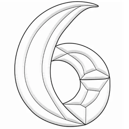 4" x 5-1/2" Exquisite Clear Glass Number 6 Bevel Cluster BN6 {1}