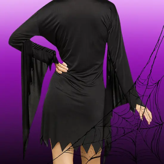 Adult Medium Large Ghost Face Glamour Hooded Mini Dress Costume Perfect for Halloween Parties {4}