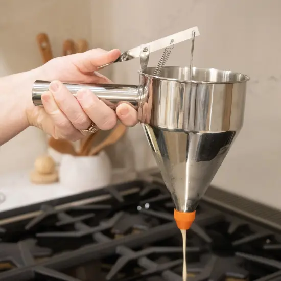 Lehman's Stainless Steel Batter Dispenser with Stand, Effortless Pancake, Waffle, and Crepe Batter Dispensing {5}