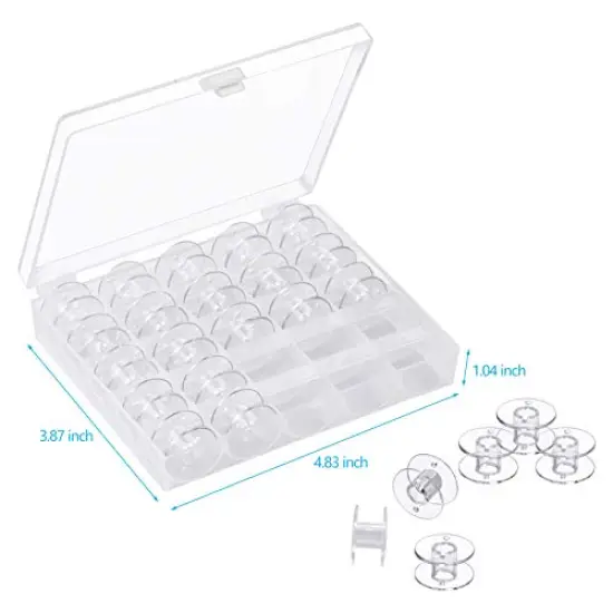 25 Pieces Bobbins for Sewing Machine, Sa156 Bobbins, Bobbins Class 15, Sewing Accessories, Plastic Bobbin with Case(1 Box) {1}