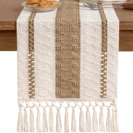 Boho Table Runner Summer Farmhouse Rustic - 12x48 inch {3}