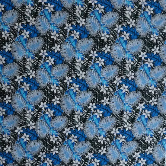 1 Yard Tiare Split Leaf Monstera Poly Cotton Fabric For Sewing Crafts And Home D&eacute;cor Projects 44/45 Inches Royal {1}