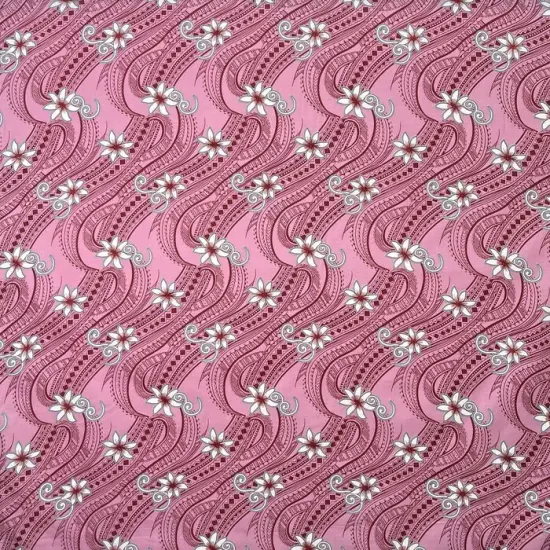 1 Yard Tiare Waves Traditional Tattoo Fabric, 100% Polyester, 60 Inches Width Red {4}