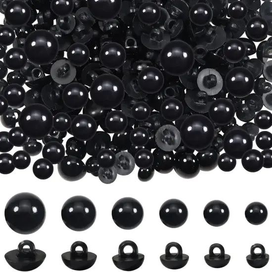 320pcs Sew On Safety Eyes Buttons Black 8mm to 15mm {1}