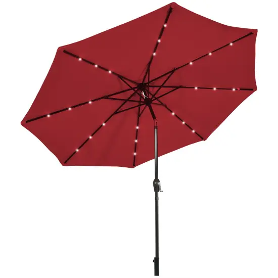 Costway 10' Solar LED Lighted Patio Market Umbrella Shade Tilt Adjustment Crank Tan/Beige/Blue/Navy/Burgundy/Gray {9}