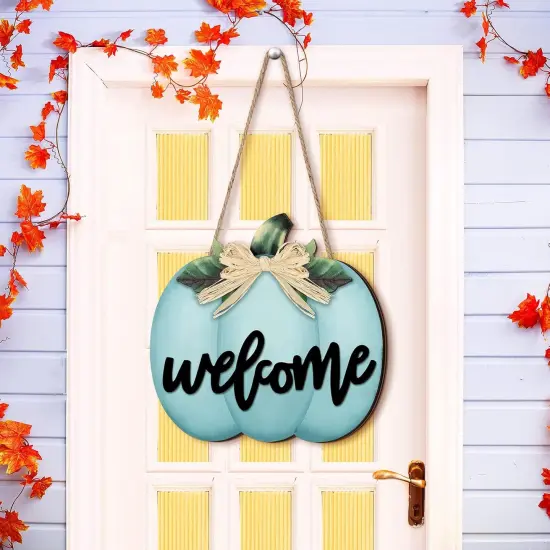 Fall Decor Pumpkin Welcome Sign Thanksgiving Door {5}