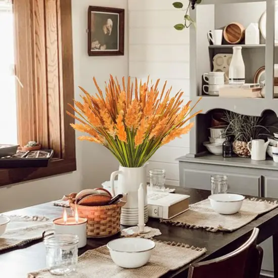 5Pcs Artificial Fall Floral Stems - Red Tail Grass {2}