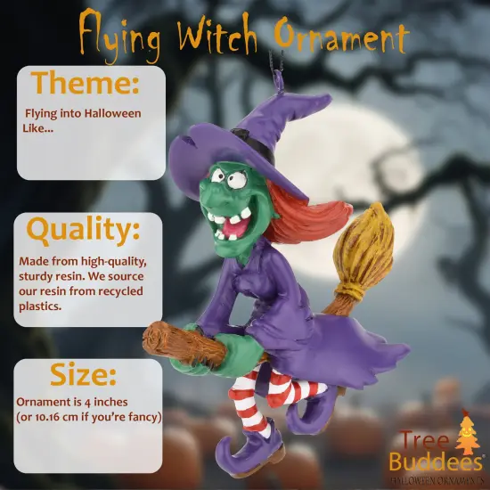Tree Buddees Flying Witch Halloween Ornament {2}