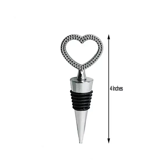 10 Silver Diamond Rhinestones Heart Wine Bottle Stopper Wedding Gift Favors {2}