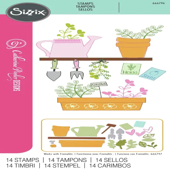 Sizzix Clear Stamps By Catherine Pooler 14/Pkg-Greenhouse Finds {1}