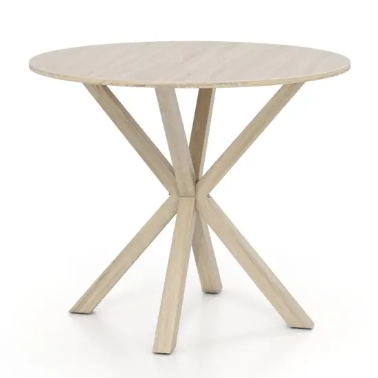36 Inch Round Dining Table with Rubber Wood Legs and Pedestal Base Black {4}
