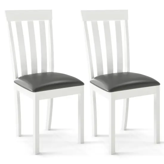 Set of 2 Wooden Kitchen Chairs with Comfortable Padded Seat and Rubber Wood Frame White {2}