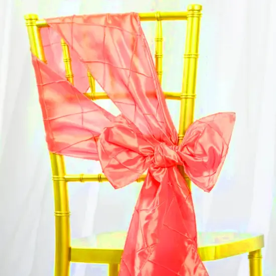 10 Pieces Stunning 9.5 by 108 inch Pintuck Taffeta Chair Sashes Coral {3}