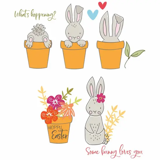 Sizzix Clear Stamps Set By Catherine Pooler 12/Pkg-Bunny Bits & Blooms {3}